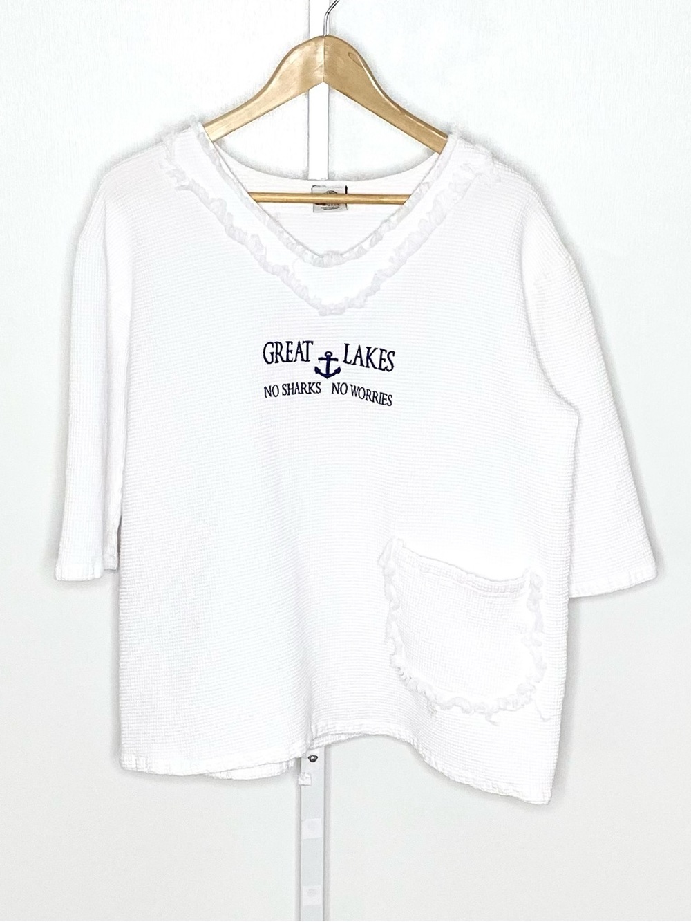 Cottonseed | White 100% Cotton Great Lakes Coastal Waffle Knit Top Sz XL